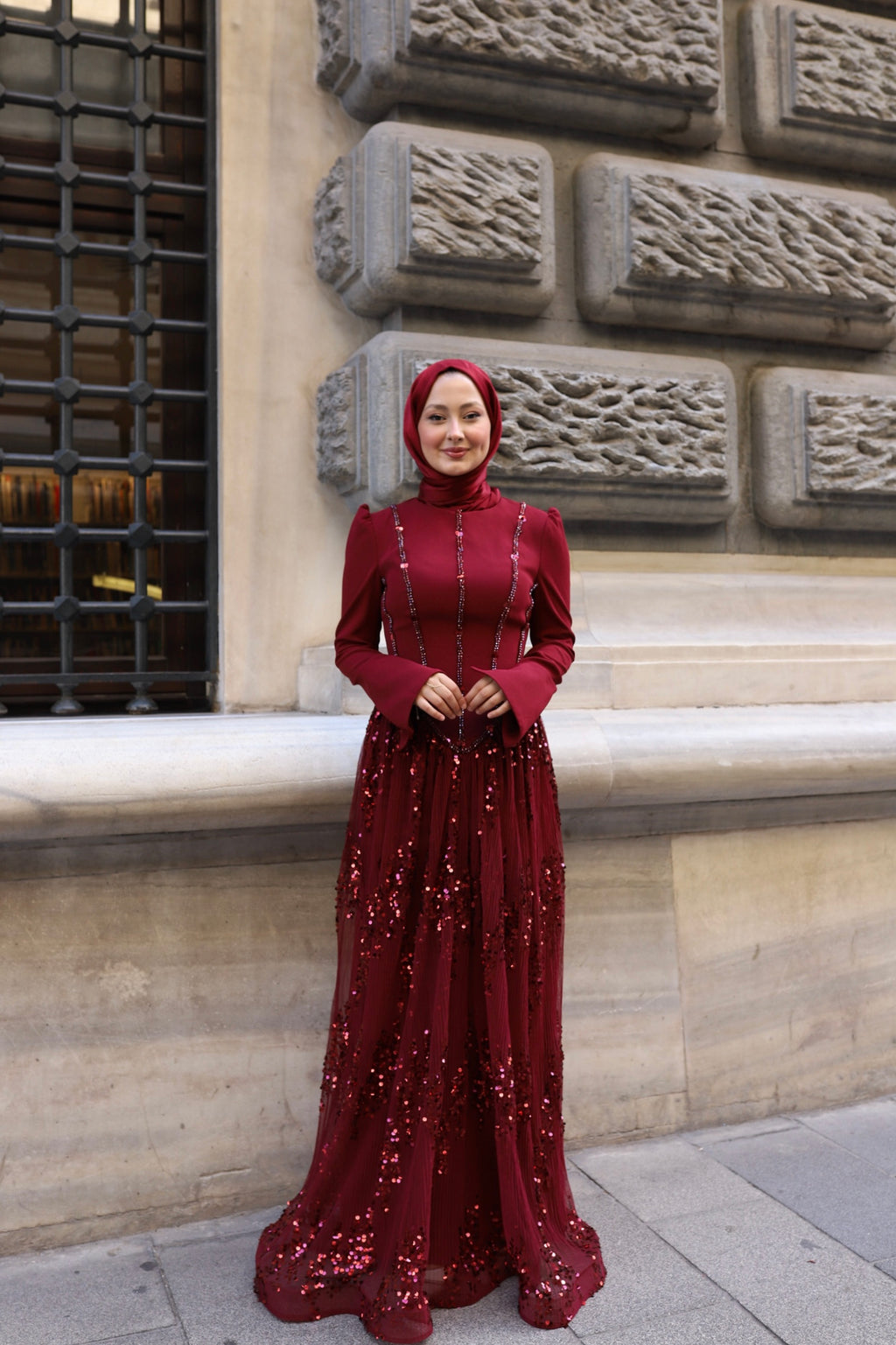 Luna Esila Abiye -Bordo