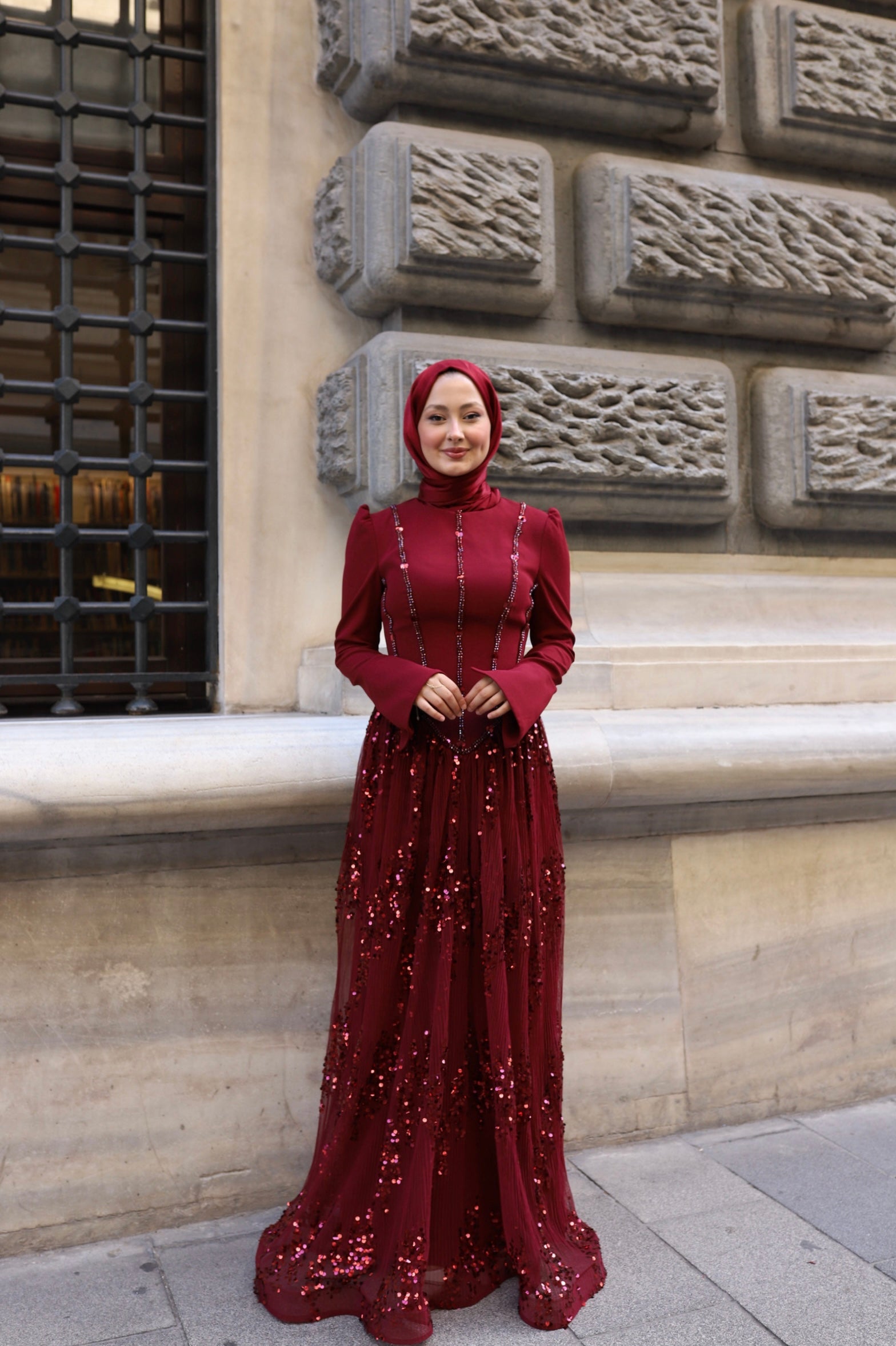 Luna Esila Abiye -Bordo