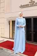 Gül detaylı  bella abaya-bebe mavisi