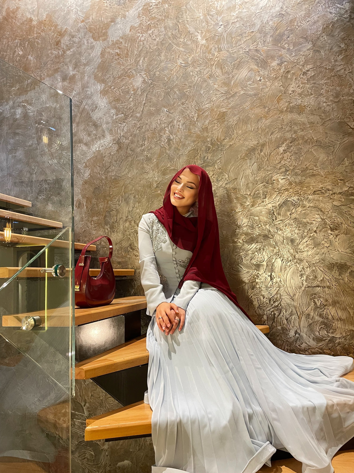 Luna Rose Takım: (Ceket + Piliseli Etek) Bebe mavisi