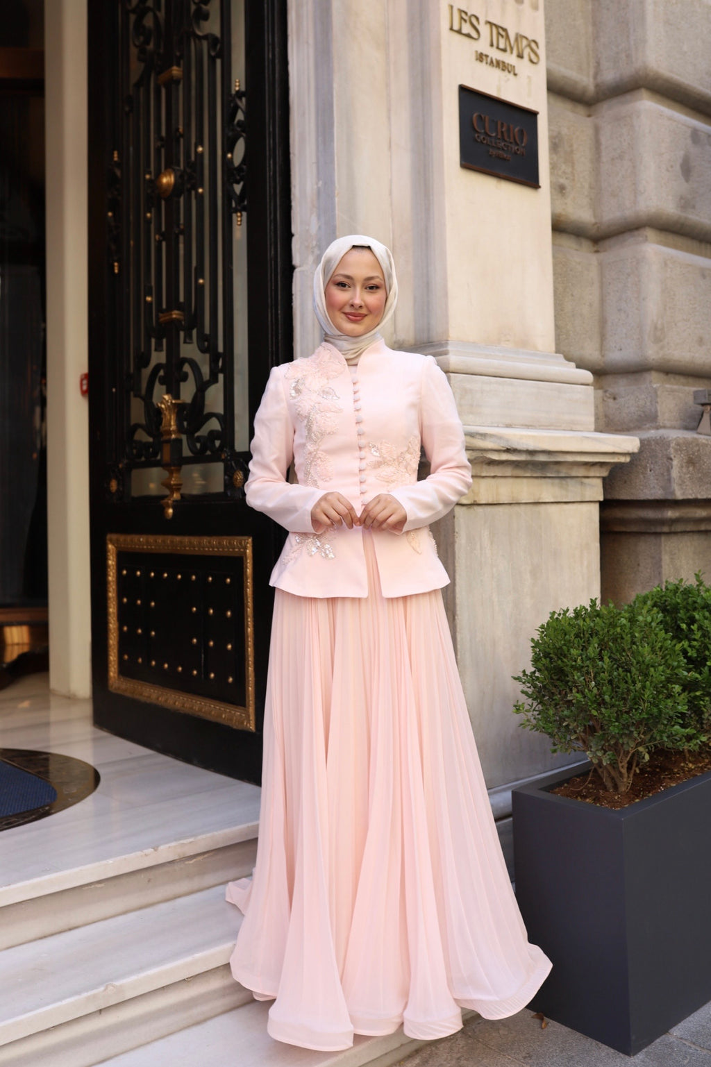 Luna Rose Takım: (Ceket + Piliseli Etek) pembe
