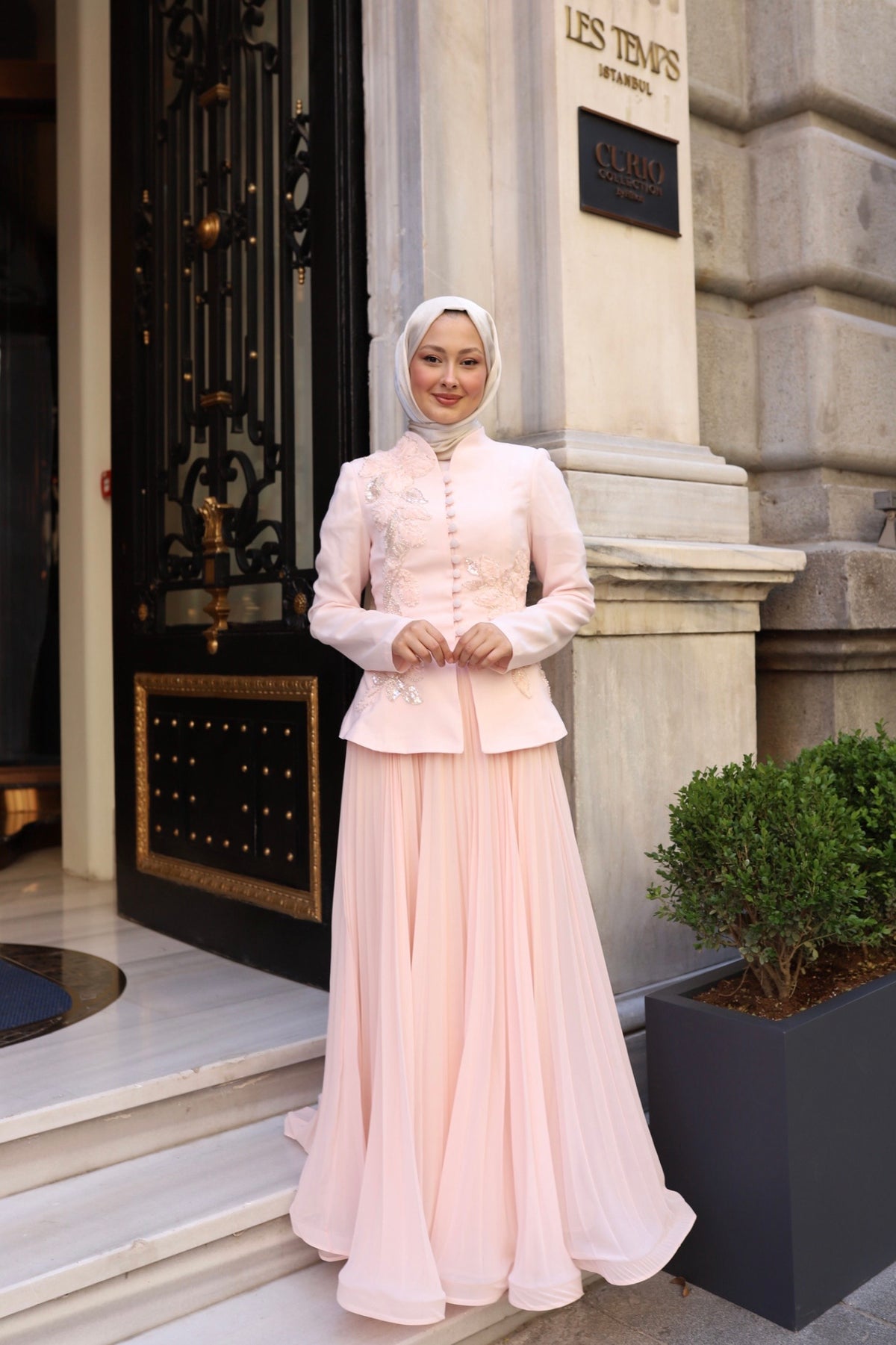 Luna Rose Takım: (Ceket + Piliseli Etek) pembe