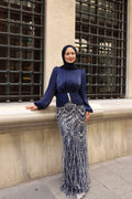 Alvera Taş İşlemeli Abiye-lacivert