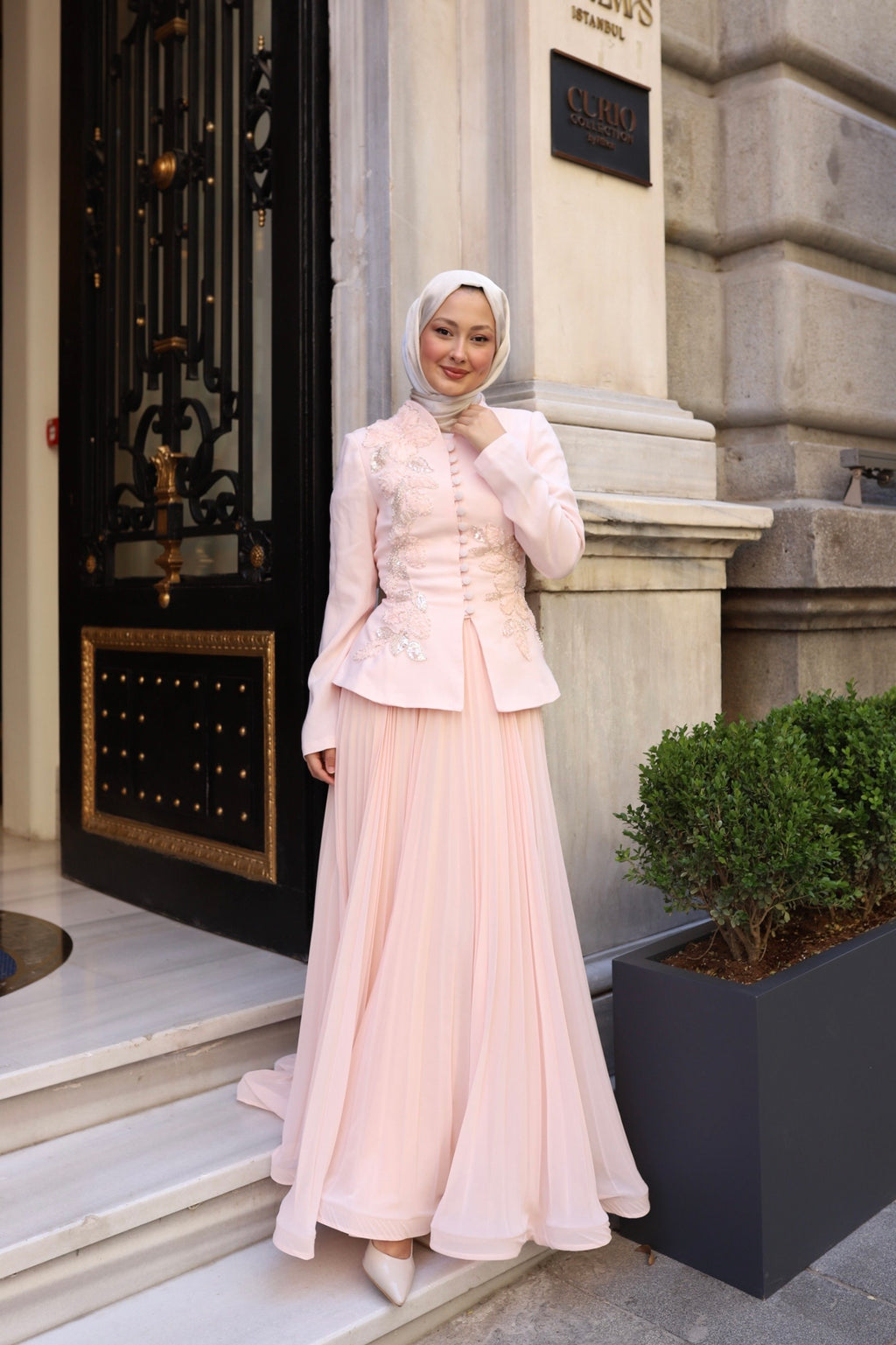 Luna Rose Takım: (Ceket + Piliseli Etek) pembe