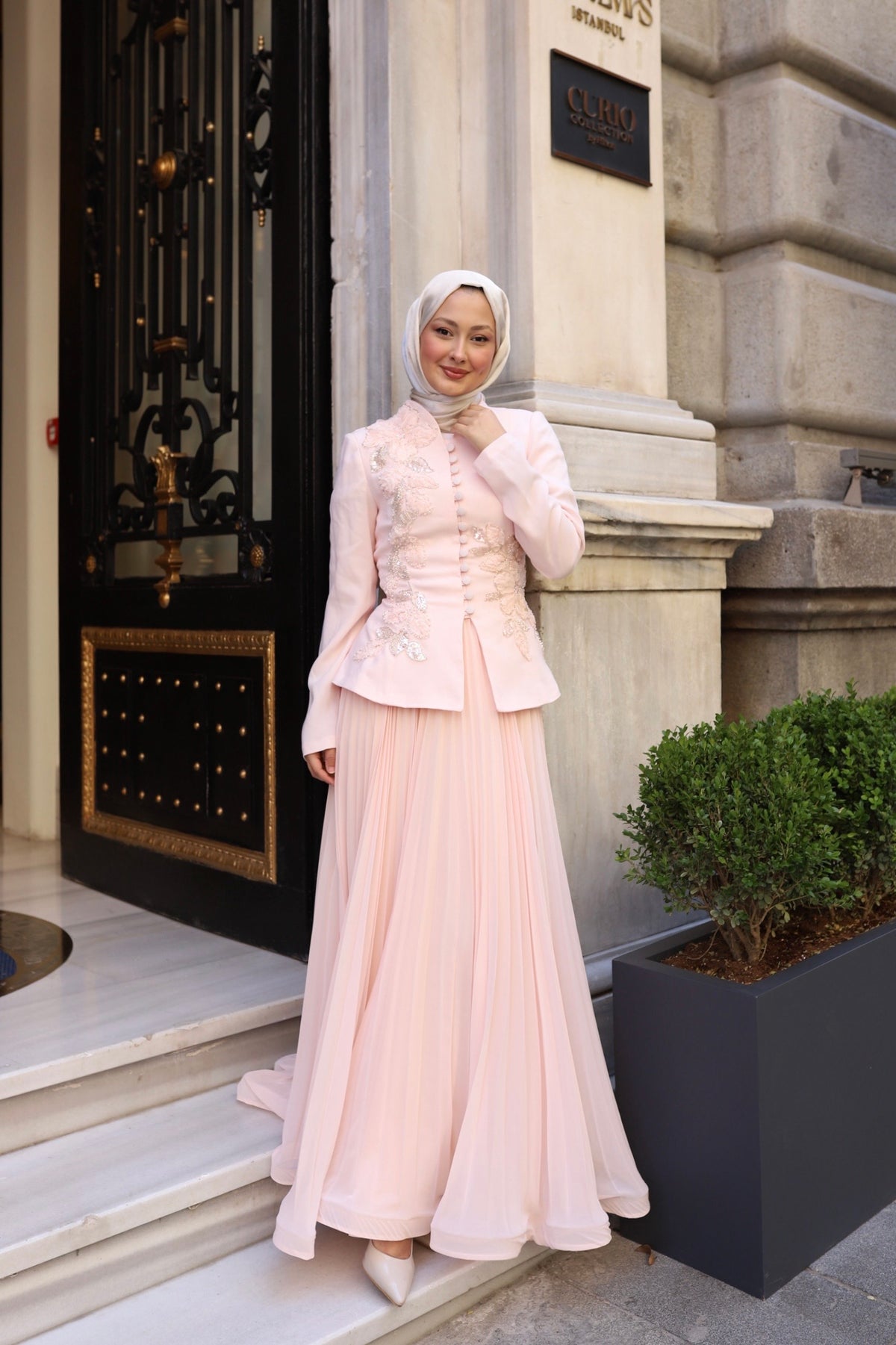 Luna Rose Takım: (Ceket + Piliseli Etek) pembe