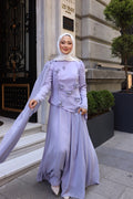 Gül detaylı  bella abaya-lila)