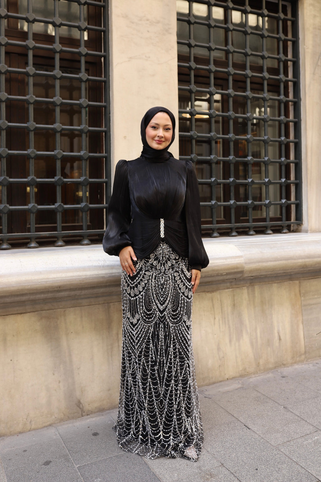 Alvera Taş İşlemeli Abiye-siyah
