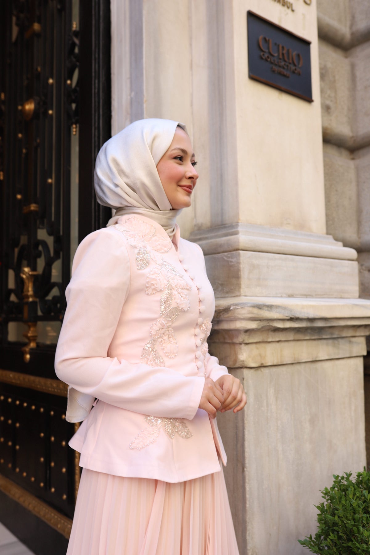 Luna Rose Takım: (Ceket + Piliseli Etek) pembe