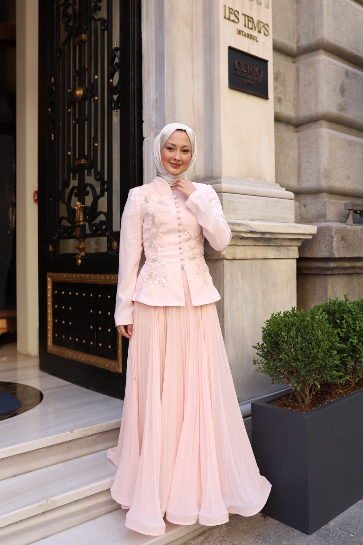 Luna Rose Takım: (Ceket + Piliseli Etek) pembe