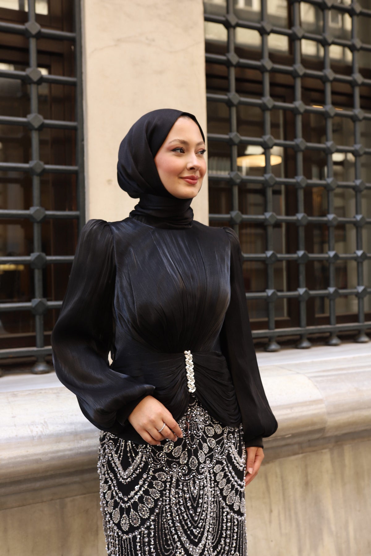 Alvera Taş İşlemeli Abiye-siyah