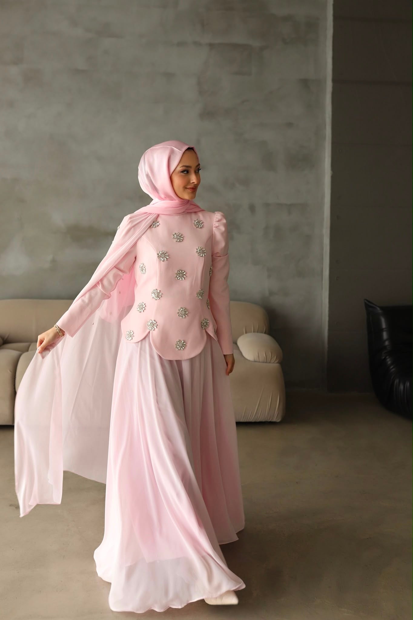 Luna zerafet elbisesi-Pembe