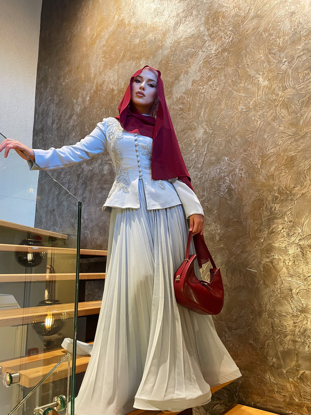 Luna Rose Takım: (Ceket + Piliseli Etek) Bebe mavisi